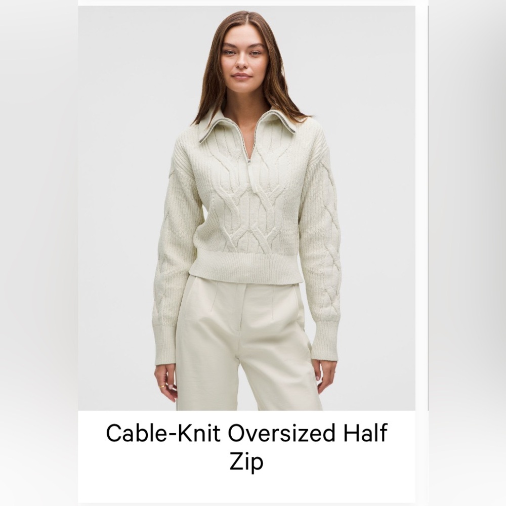 lululemon Cable-Knit Oversized Half Zip - Bone sz S